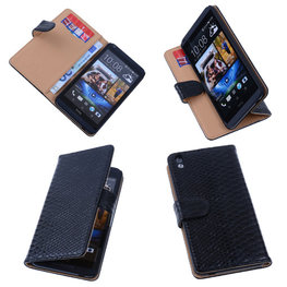 Bestcases "Slang" Zwart HTC Desire 816 Bookcase Cover Hoesje 