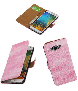 Samsung Galaxy E7 Booktype Wallet Hoesje Mini Slang Roze
