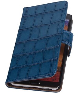 Samsung Galaxy Note 3 Neo - Croco Blauw Booktype Wallet Hoesje