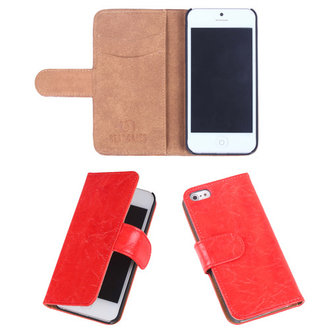 Eco-Leather Oranje Bookcase Hoesje Apple iPhone 5 5S