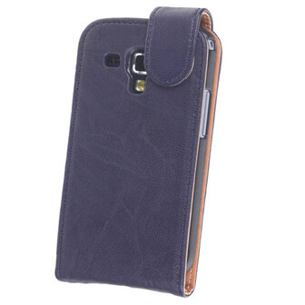 BestCases Navy Blue Kreukelleer Flipcase Hoesje voor Samsung Galaxy Trend S7560