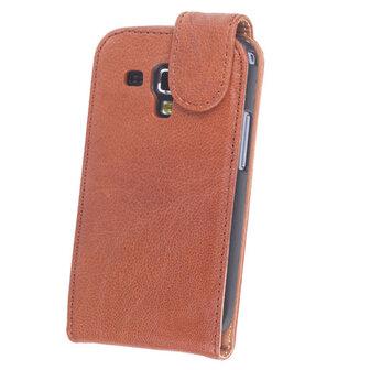 BestCases Bruin Kreukelleer Flipcase Hoesje voor Samsung Galaxy Trend S7560