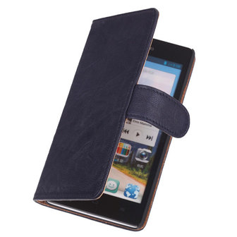 BestCases Navy Luxe Echt Lederen Booktype Hoesje voor Huawei Ascend G700