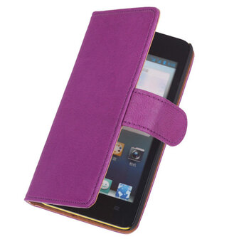 BestCases Lila Luxe Echt Lederen Booktype Hoesje voor Huawei Ascend G510