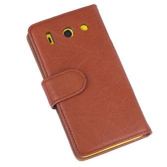 BestCases Bruin Luxe Echt Lederen Booktype Hoesje voor Huawei Ascend G510