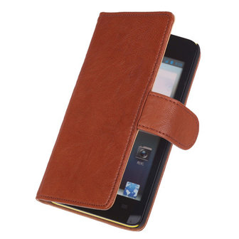 BestCases Bruin Luxe Echt Lederen Booktype Hoesje voor Huawei Ascend G510