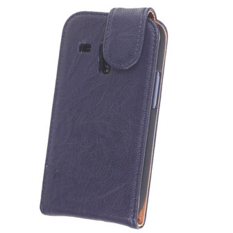 BestCases Navy Blue Kreukelleer Flipcase Hoesje voor Samsung Galaxy S3 Mini i8190