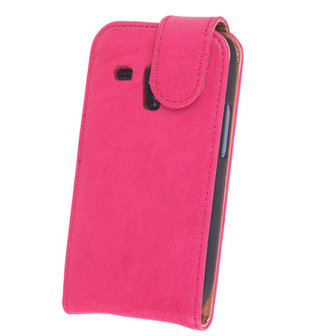 BestCases Fuchsia Kreukelleer Flipcase Hoesje voor Samsung Galaxy S3 Mini i8190