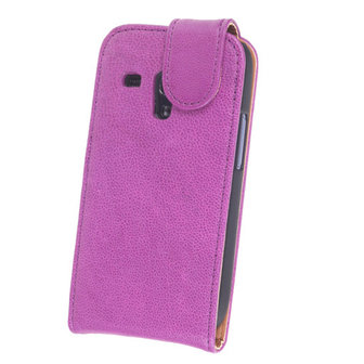 BestCases Lila Kreukelleer Flipcase Hoesje voor Samsung Galaxy S3 Mini i8190