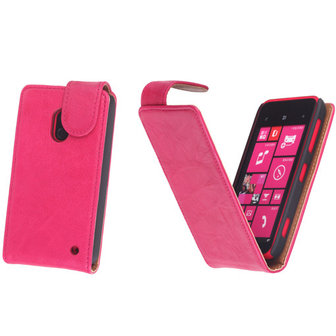 BestCases Fuchsia Kreukelleer Flipcase Nokia Lumia 620