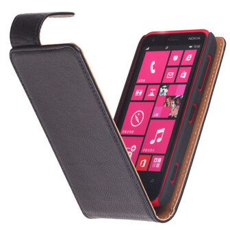 BestCases Zwart Kreukelleer Flipcase Hoesje voor Nokia Lumia 620