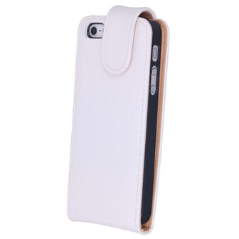 Bestcases Vintage Creme Flipcase Hoesje voor Apple iPhone 5 5S