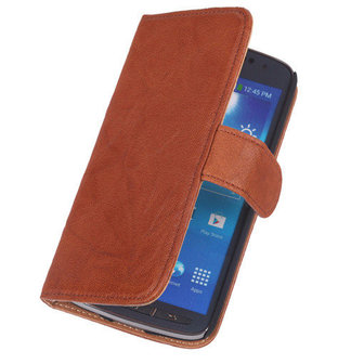 BestCases Bruin Luxe Echt Lederen Booktype Hoesje Samsung Galaxy S5
