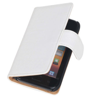 Bestcases Vintage Creme Book Cover Hoesje voor Samsung Galaxy S Plus