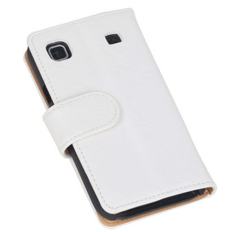 Bestcases Vintage Creme Book Cover Hoesje voor Samsung Galaxy S Plus