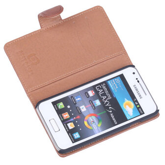 BestCases Bruin Echt Leer Booktype Hoesje voor Samsung Galaxy S Advance i9070