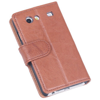 BestCases Bruin Echt Leer Booktype Hoesje voor Samsung Galaxy S Advance i9070