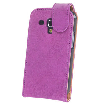 BestCases Lila Kreukelleer Flipcase Hoesje voor Samsung Galaxy S Duos S7562