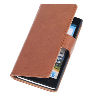 BestCases Bruin Luxe Echt Lederen Booktype Hoesje voor Sony Xperia Z1