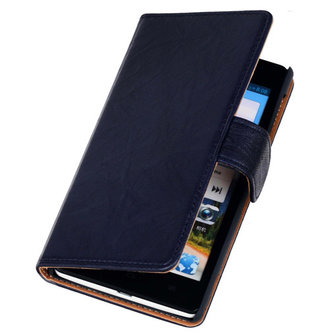 BestCases Zwart Luxe Echt Lederen Booktype Hoesje voor Sony Xperia Z1