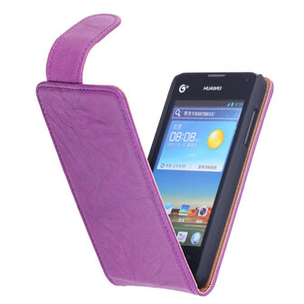 BestCases Lila Kreukelleer Flipcase Hoesje voor Huawei Ascend Y300