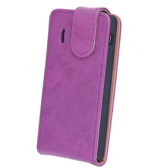 BestCases Lila Kreukelleer Flipcase Hoesje voor Huawei Ascend Y300