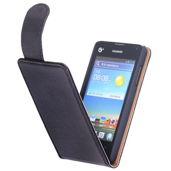 BestCases Zwart Kreukelleer Flipcase Hoesje voor Huawei Ascend Y300