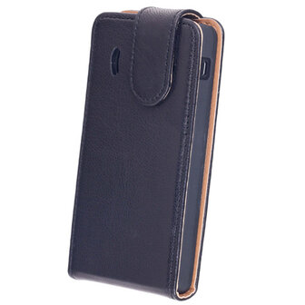 BestCases Zwart Kreukelleer Flipcase Hoesje voor Huawei Ascend Y300