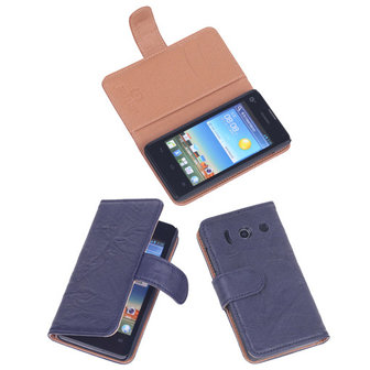 BestCases Nevy Blue Luxe Echt Lederen Booktype Huawei Ascend Y300