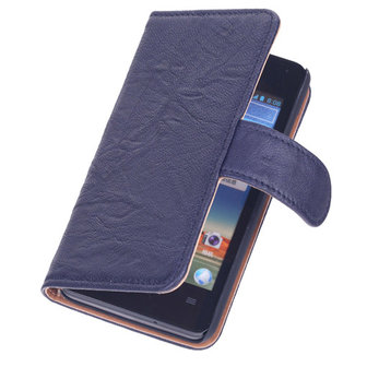 BestCases Navy Blue Luxe Echt Lederen Booktype Hoesje voor Huawei Ascend Y300