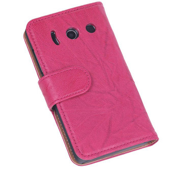 BestCases Fuchsia Luxe Echt Lederen Booktype Hoesje voor Huawei Ascend Y300