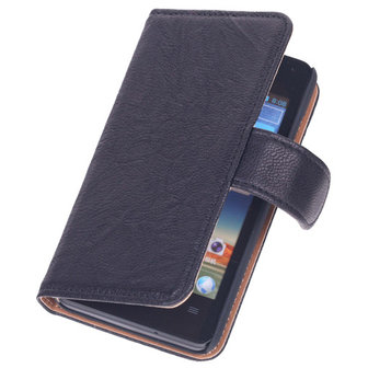 BestCases Zwart Luxe Echt Lederen Booktype Hoesje voor Huawei Ascend Y300