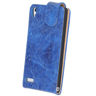 Eco-Leather Flipcase Hoesje voor Huawei Ascend P6 Blauw