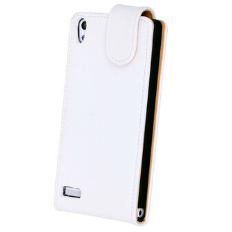 Eco-Leather Flipcase Hoesje voor Huawei Ascend P6 Creme