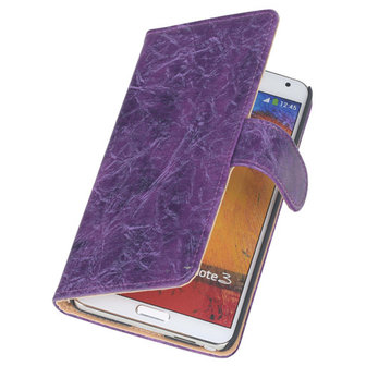 Bestcases Vintage Lila Book Cover Hoesje voor Samsung Galaxy Note 3