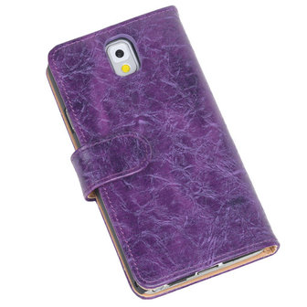 Bestcases Vintage Lila Book Cover Hoesje voor Samsung Galaxy Note 3