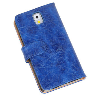 Bestcases Vintage Blauw Book Cover Hoesje voor Samsung Galaxy Note 3