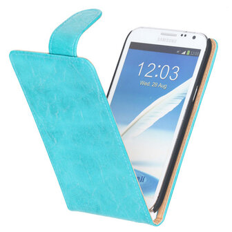 Bestcases Vintage Turquoise Flipcase Hoesje voor Samsung Galaxy Note 2 N7100