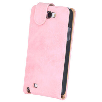 Bestcases Vintage Light Pink Flipcase Hoesje voor Samsung Galaxy Note 2 N7100