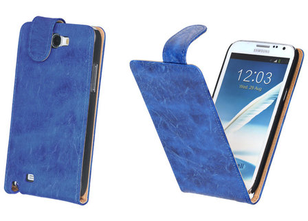 Bestcases Vintage Blauw Flipcase Samsung Galaxy Note 2 N7100