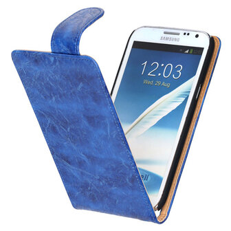 Bestcases Vintage Blauw Flipcase Hoesje voor Samsung Galaxy Note 2 N7100