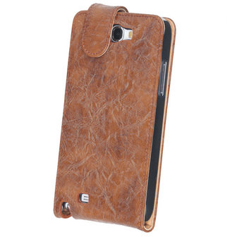 Bestcases Vintage Bruin Flipcase Hoesje voor Samsung Galaxy Note 2 N7100