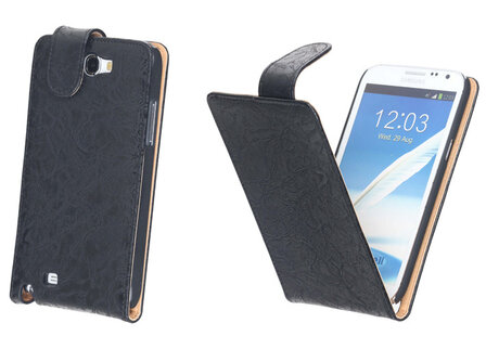 Bestcases Vintage Zwart Flipcase Samsung Galaxy Note 2 N7100