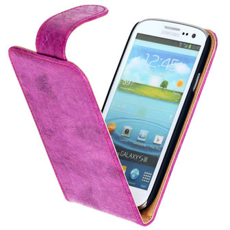 Bestcases Vintage Pink Flipcase Hoesje voor Samsung Galaxy S3 i9300