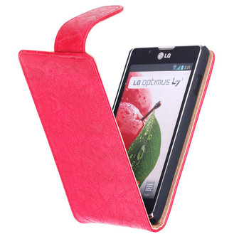 Bestcases Vintage Rood Flipcase Hoesje voor LG Optimus L7 2 P710