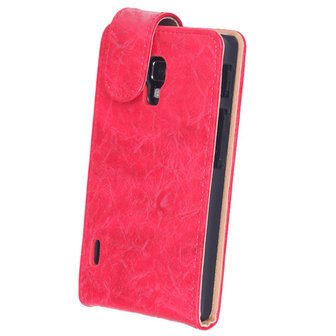 Bestcases Vintage Rood Flipcase Hoesje voor LG Optimus L7 2 P710