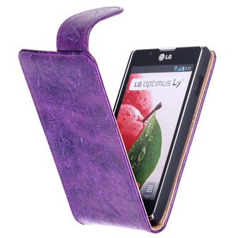 Bestcases Vintage Lila Flipcase Hoesje voor LG Optimus L7 2 P710