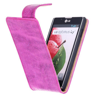 Bestcases Vintage Pink Flipcase Hoesje voor LG Optimus L7 2 P710