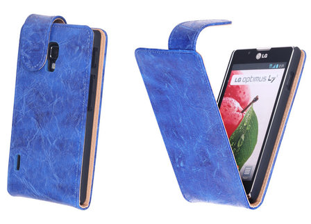 Bestcases Vintage Blauw Flipcase LG Optimus L7 2 P710