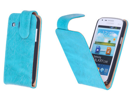 Eco-Leather Flipcase Hoesje Samsung Galaxy Core i8260 Turquoise  
